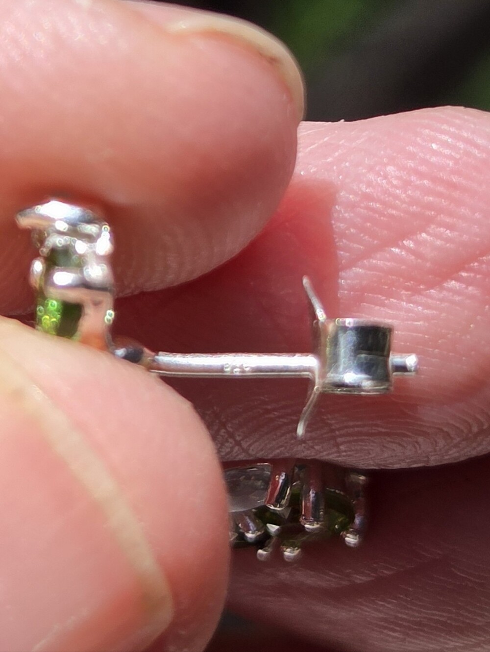 Blue Topaz Peridot & Crome Diopside Natural Sterling & White Gold Earrings - Picture 9 of 9